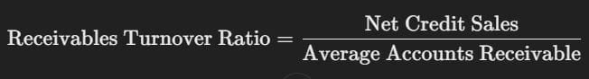 Receivables Turnover Ratio Formula
